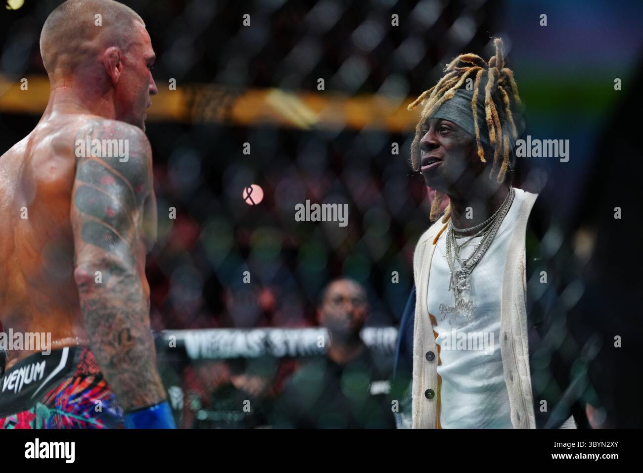 New Orleans, Louisiane, États-Unis. 19 juillet 2025. NEW ORLEANS, LOS ANGELES - 19 JUILLET : Lil Wayne à l'UFC318 - Holloway vs Poirier 3 au Smoothie King Center le 19 juillet 2025 à la Nouvelle-Orléans, LOS ANGELES (photo par Louis Grasse/PxImages) crédit : px images/Alamy Live News Banque D'Images