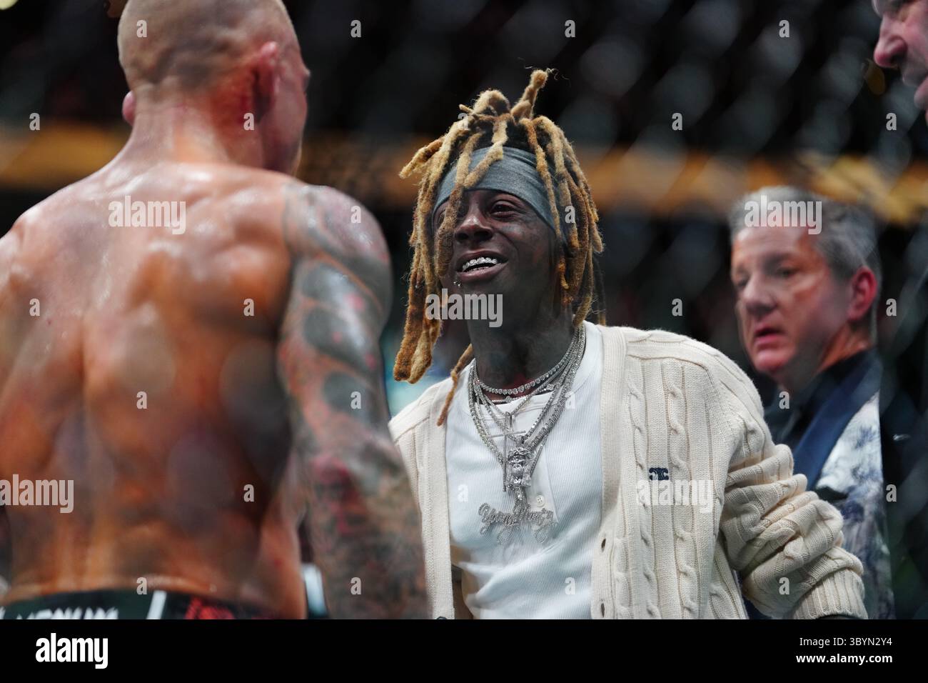New Orleans, Louisiane, États-Unis. 19 juillet 2025. NEW ORLEANS, LOS ANGELES - 19 JUILLET : Lil Wayne à l'UFC318 - Holloway vs Poirier 3 au Smoothie King Center le 19 juillet 2025 à la Nouvelle-Orléans, LOS ANGELES (photo par Louis Grasse/PxImages) crédit : px images/Alamy Live News Banque D'Images