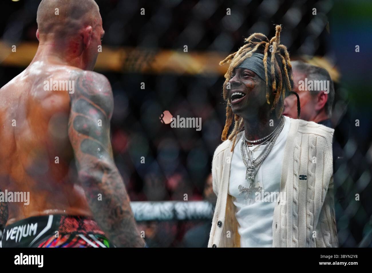 New Orleans, Louisiane, États-Unis. 19 juillet 2025. NEW ORLEANS, LOS ANGELES - 19 JUILLET : Lil Wayne à l'UFC318 - Holloway vs Poirier 3 au Smoothie King Center le 19 juillet 2025 à la Nouvelle-Orléans, LOS ANGELES (photo par Louis Grasse/PxImages) crédit : px images/Alamy Live News Banque D'Images