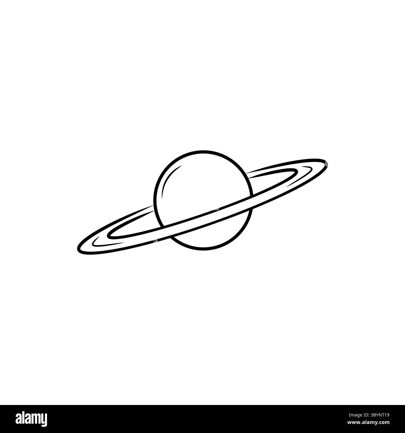 Illustration au trait d'une planète semblable à Saturne avec des anneaux dans l'espace. Illustration de Vecteur