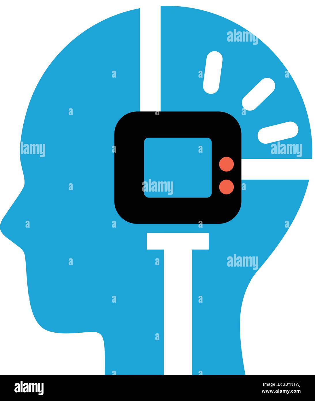 Concept d'interface d'ordinateur cérébral d'intelligence artificielle Illustration de Vecteur