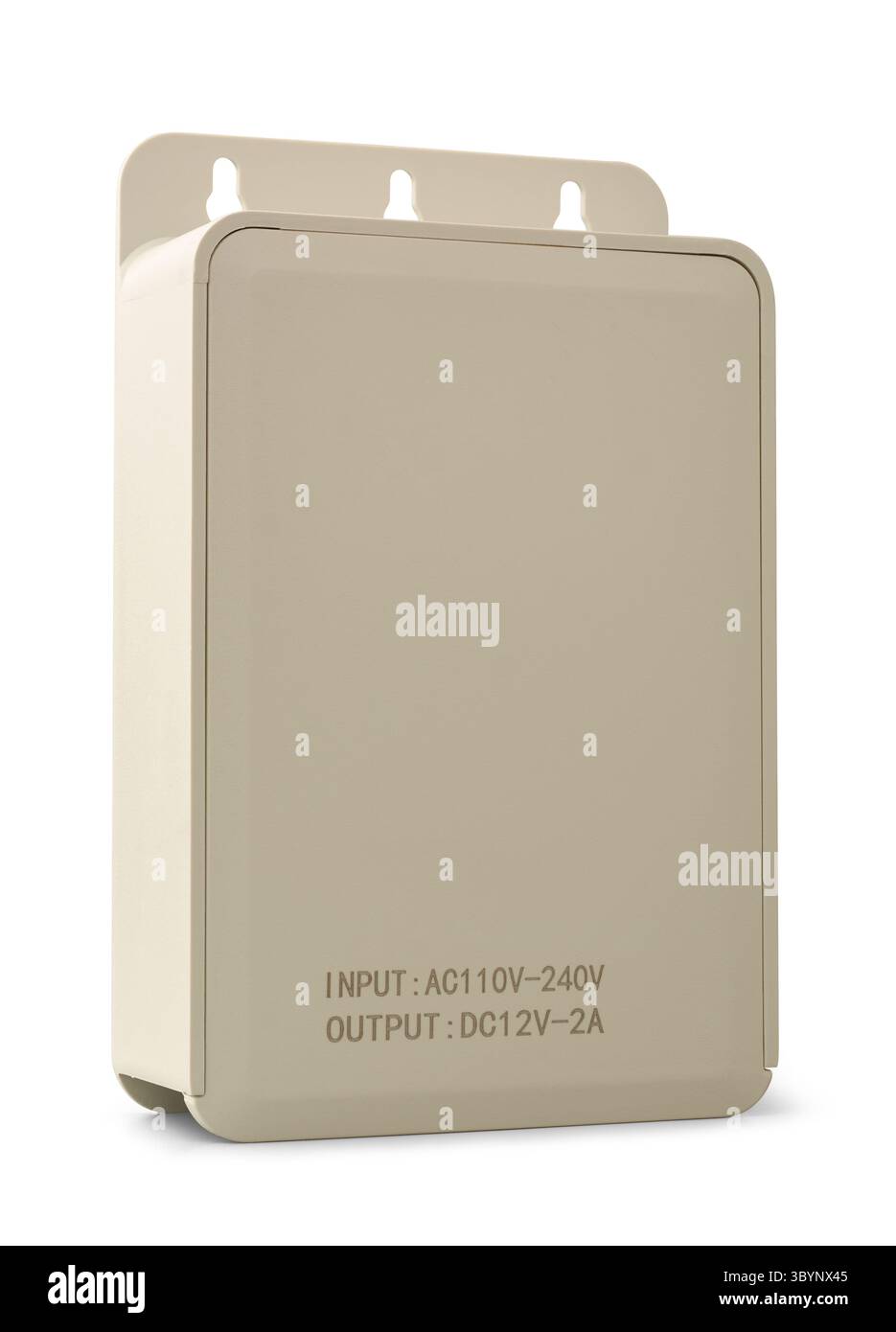 Bloc d'alimentation rectangulaire pour fond blanc isolé de caméra cctv, convertisseur CA/CC pour alimenter les caméras de sécurité et les équipements de surveillance Banque D'Images Bloc d'alimentation rectangulaire pour fond blanc isolé de caméra cctv, convertisseur CA/CC pour alimenter les caméras de sécurité et les équipements de surveillance Banque D'Images