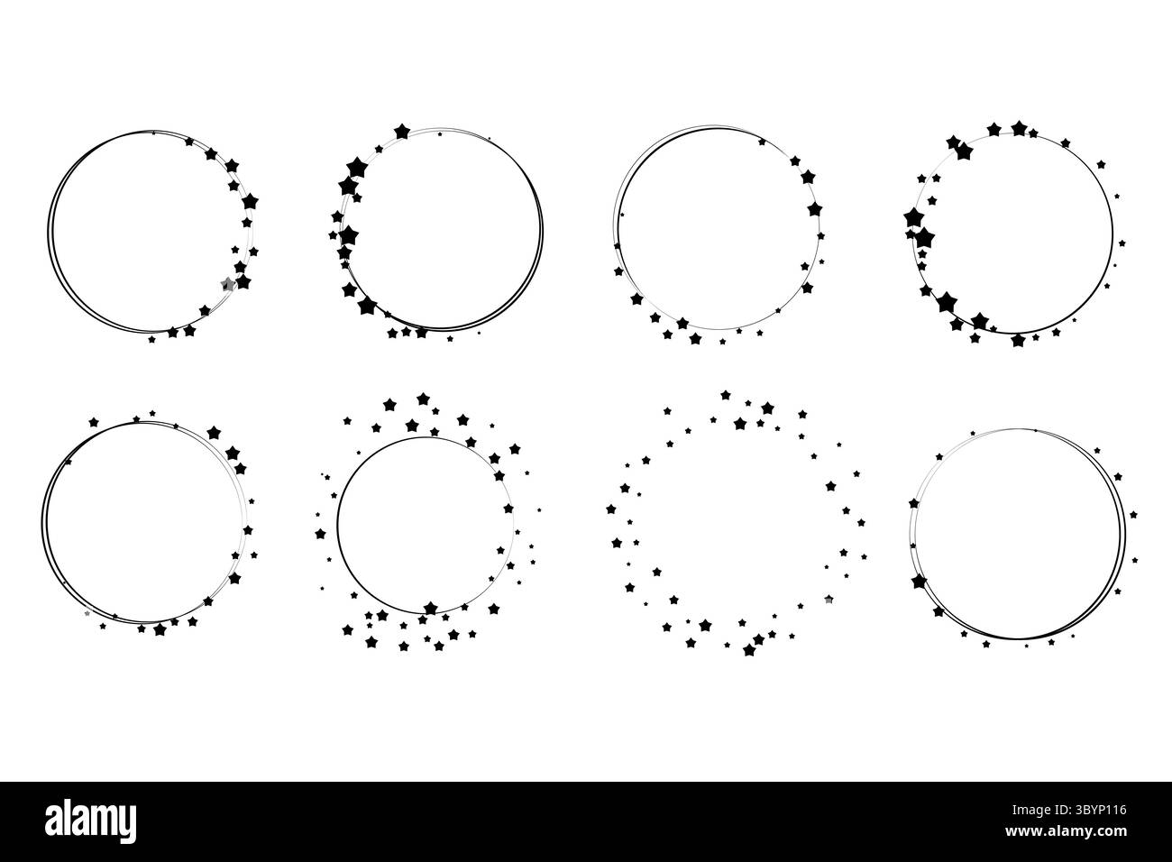 Cadres ronds étoilés et en poussière d'étoile. Ensemble de vecteurs isolés Illustration de Vecteur