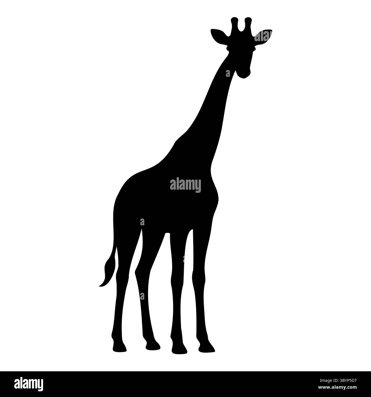 Silhouette girafe debout dans une position naturelle Illustration de Vecteur