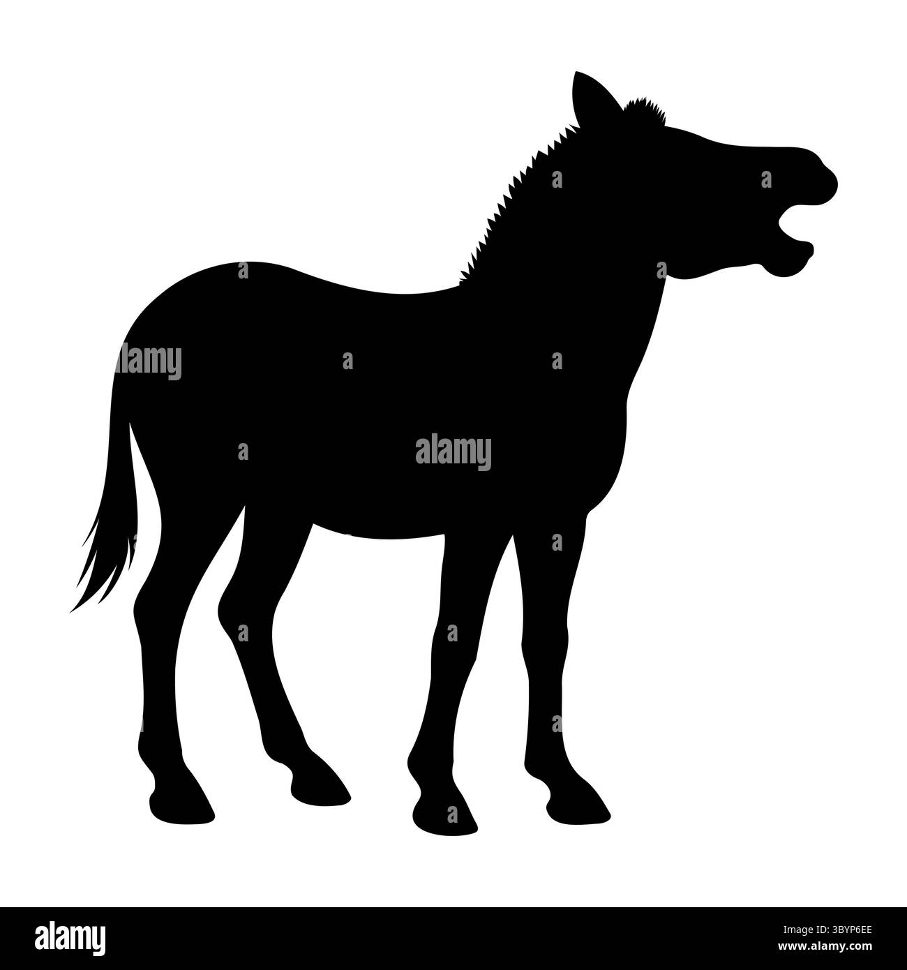 Silhouette de zèbre debout et vue ouverte de papillon Illustration de Vecteur