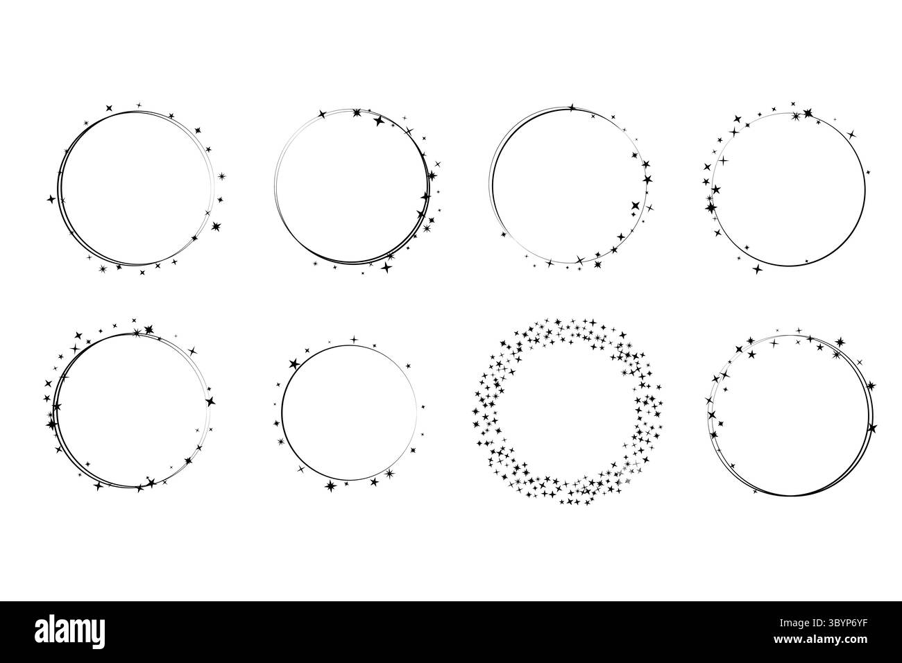 Cadres ronds étoilés et en poussière d'étoile. Ensemble de vecteurs isolés Illustration de Vecteur