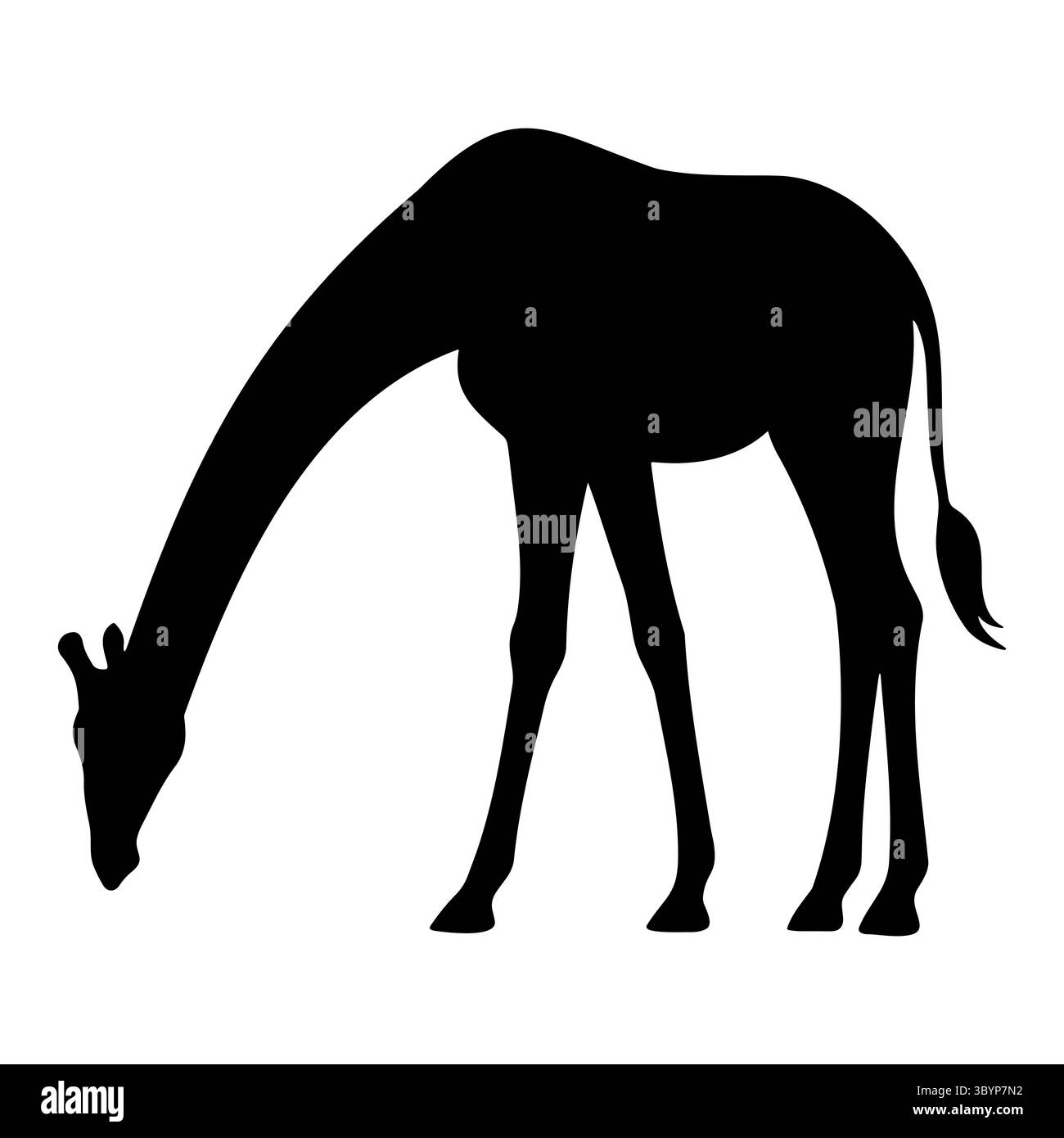 Silhouette de girafe se penchant vers le bas pour manger 2 Illustration de Vecteur