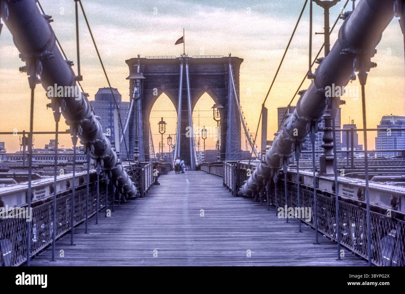 Photographie d'archive 1994 du pont de Brooklyn, New York, États-Unis. Banque D'Images