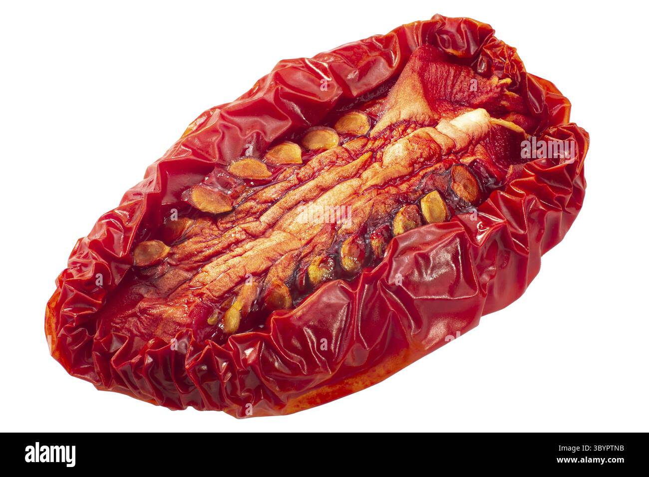 Pesto de tomates prunes séchées ou la moitié, isolé Banque D'Images