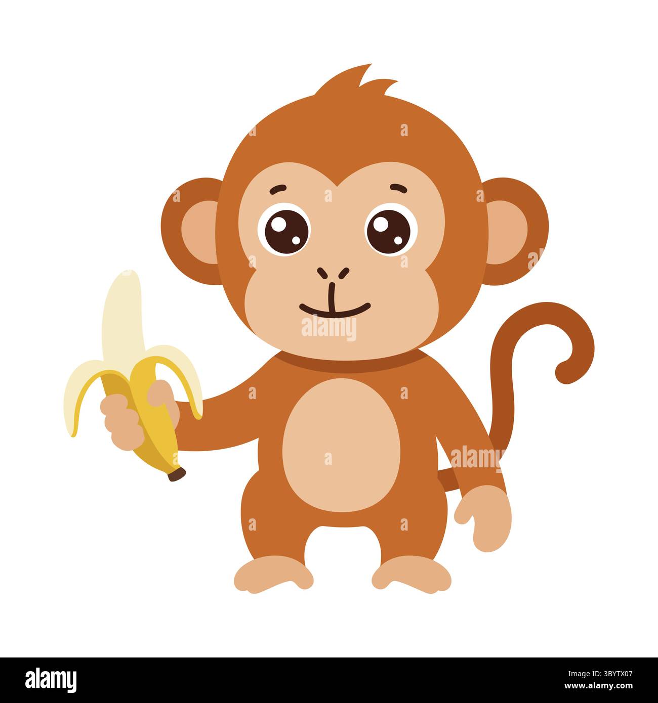 Cute Baby Monkey tenant banane Illustration de Vecteur