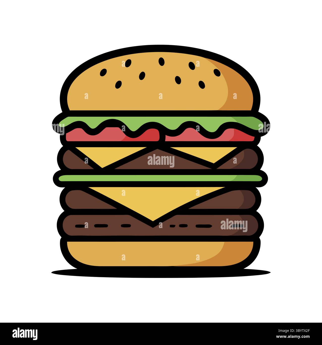 Double Cheeseburger dessin animé illustration Illustration de Vecteur