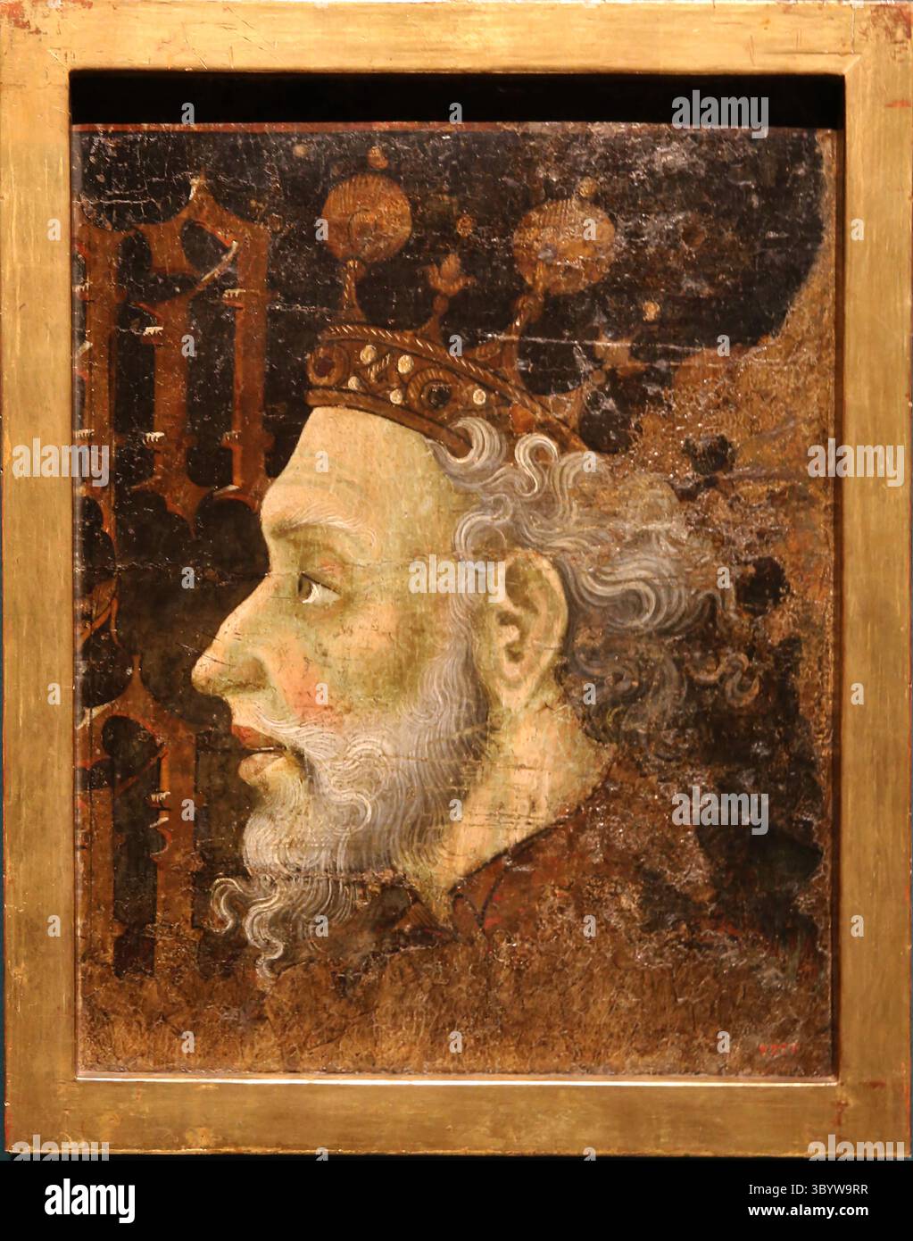 Alfons V (1396-1458) Roi d'Aragon. Portrait de Jaume Mateu c. 1402-52. De la mairie de Valence. MNAC. Barcelone, Espagne. Banque D'Images