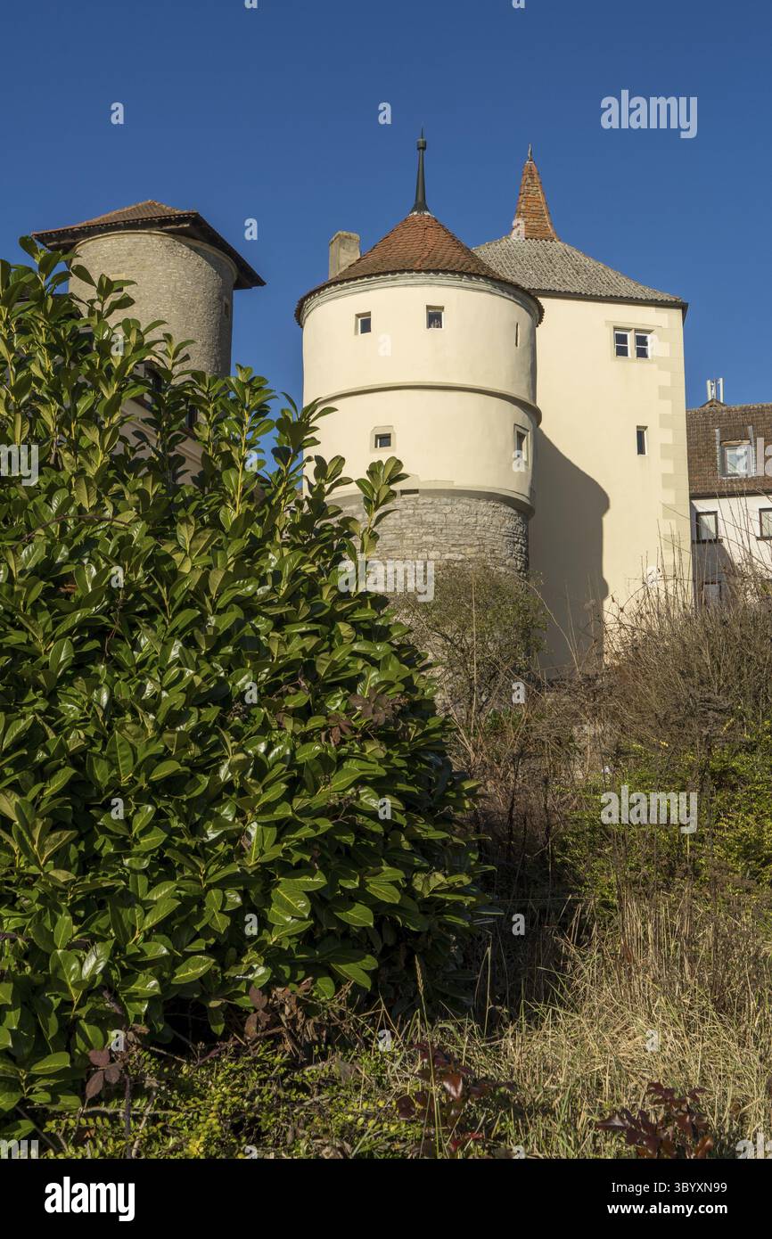 Mur est de la ville allemande Dettelbach avec ciel bleu Banque D'Images