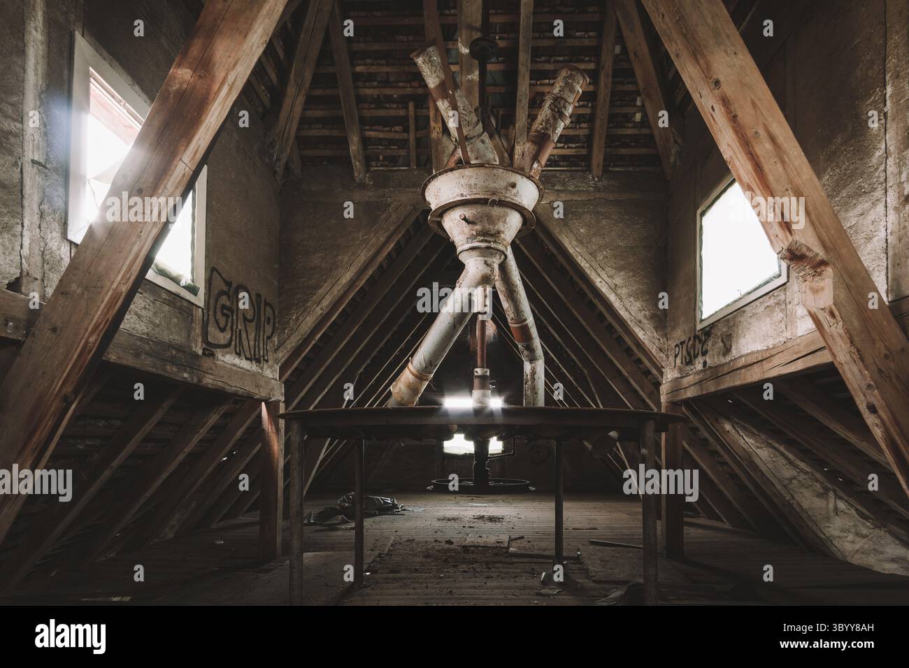 Un ancien moulin, un ancien entrepôt, pour les produits agricoles tels que les céréales et les semences Banque D'Images