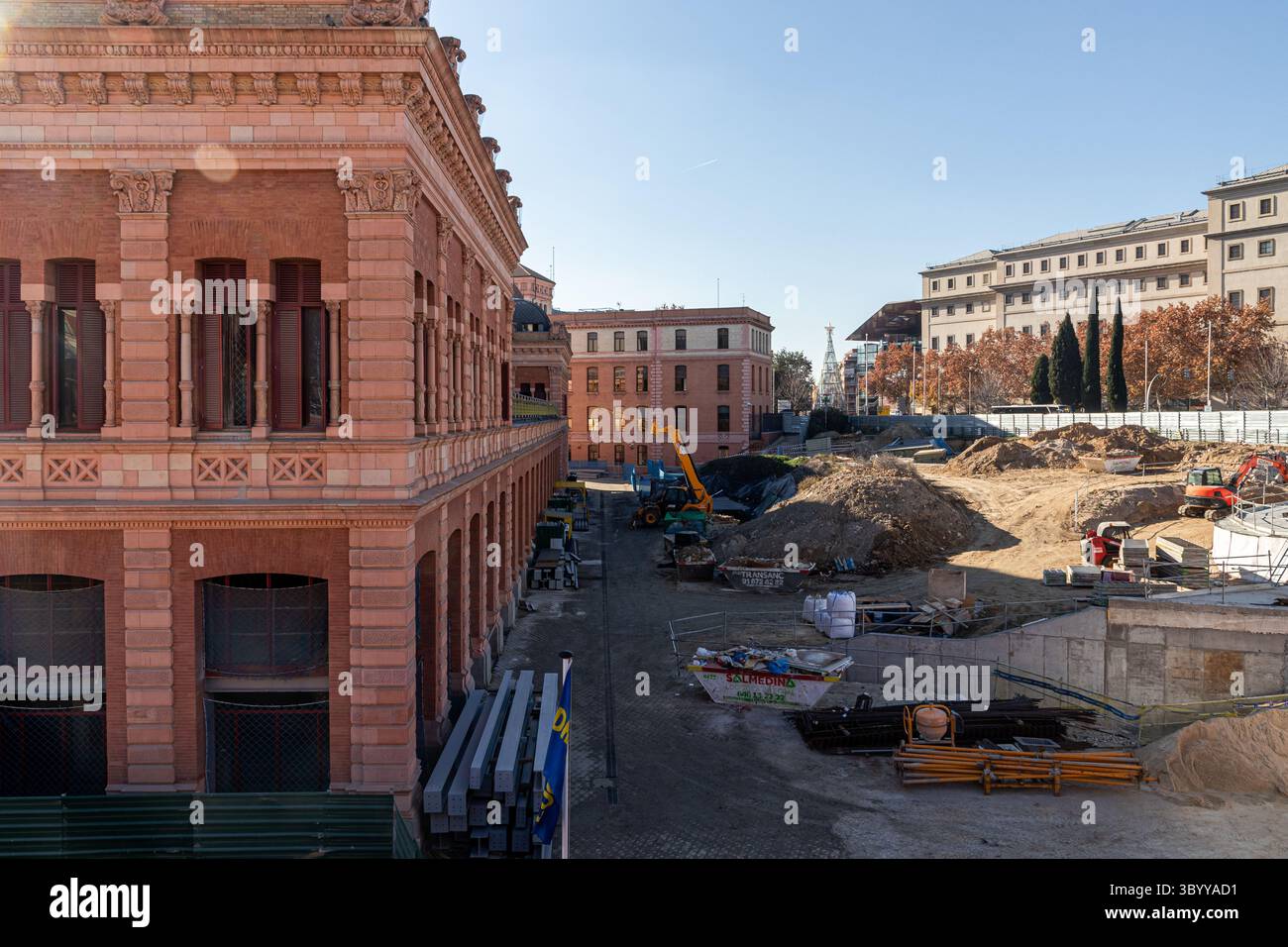 Madrid, Espagne. Travaux de construction à la gare d'Atocha pour le nouveau terminal souterrain à grande vitesse 'Madrid Puerta de Atocha Almudena grandes', amélioration Banque D'Images
