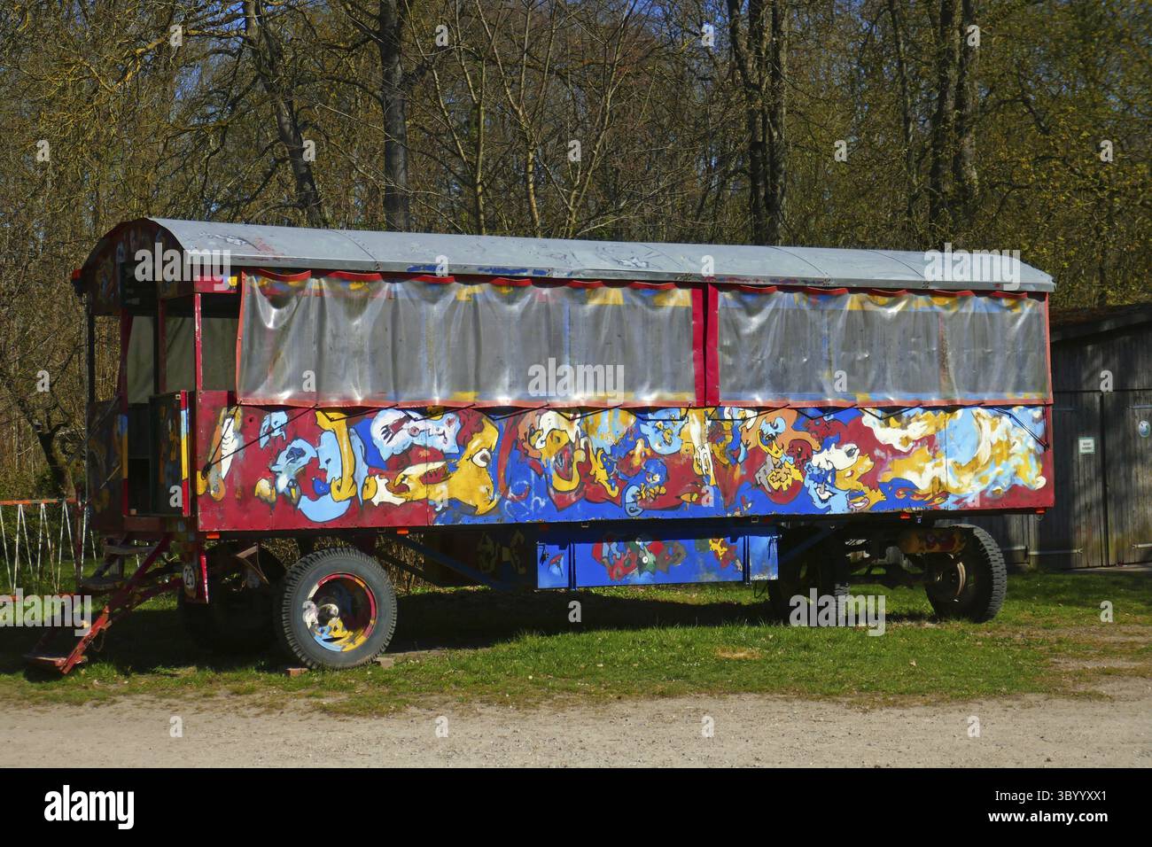 Caravane de cirque à Dreiluetzow Banque D'Images