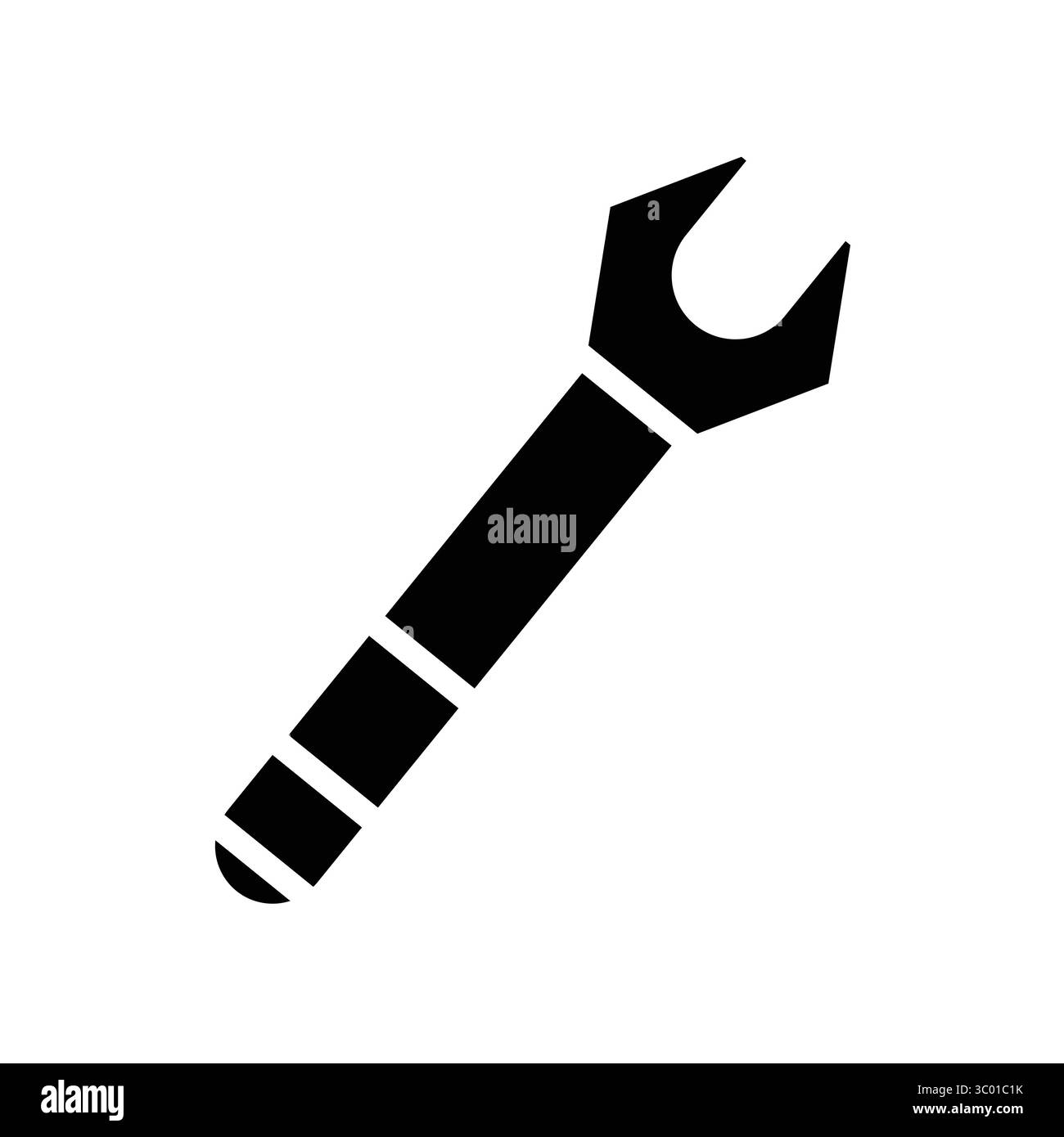 Cette image présente une silhouette noire de clé, idéale pour représenter les thèmes de réparation et de maintenance dans les projets de conception et les contextes techniques. Illustration de Vecteur