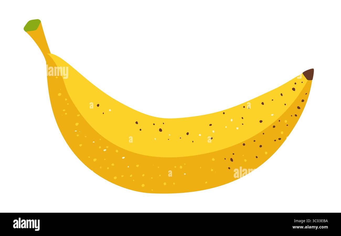 Illustration vectorielle à la mode de fruits de banane. Banane entière, fruits mûrs avec texture. Abstrait Hawaiian Childish signe dessiné stylisé art de conception pour les enfants, autocollant, carte, affiche, couverture Illustration de Vecteur