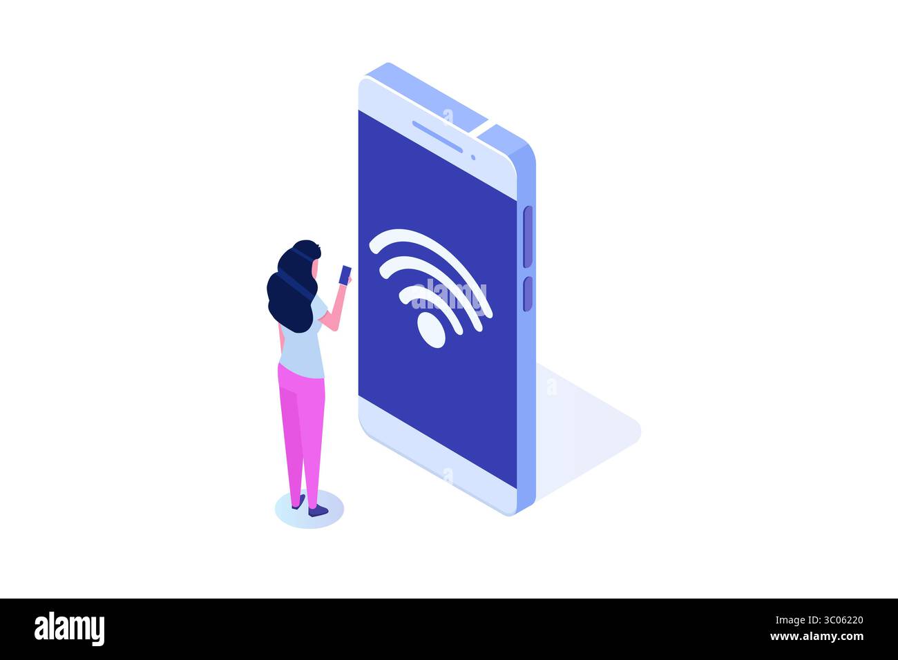 Concept de connexion Wi-Fi. Périphériques connectés à distance. Illustration vectorielle. Illustration de Vecteur