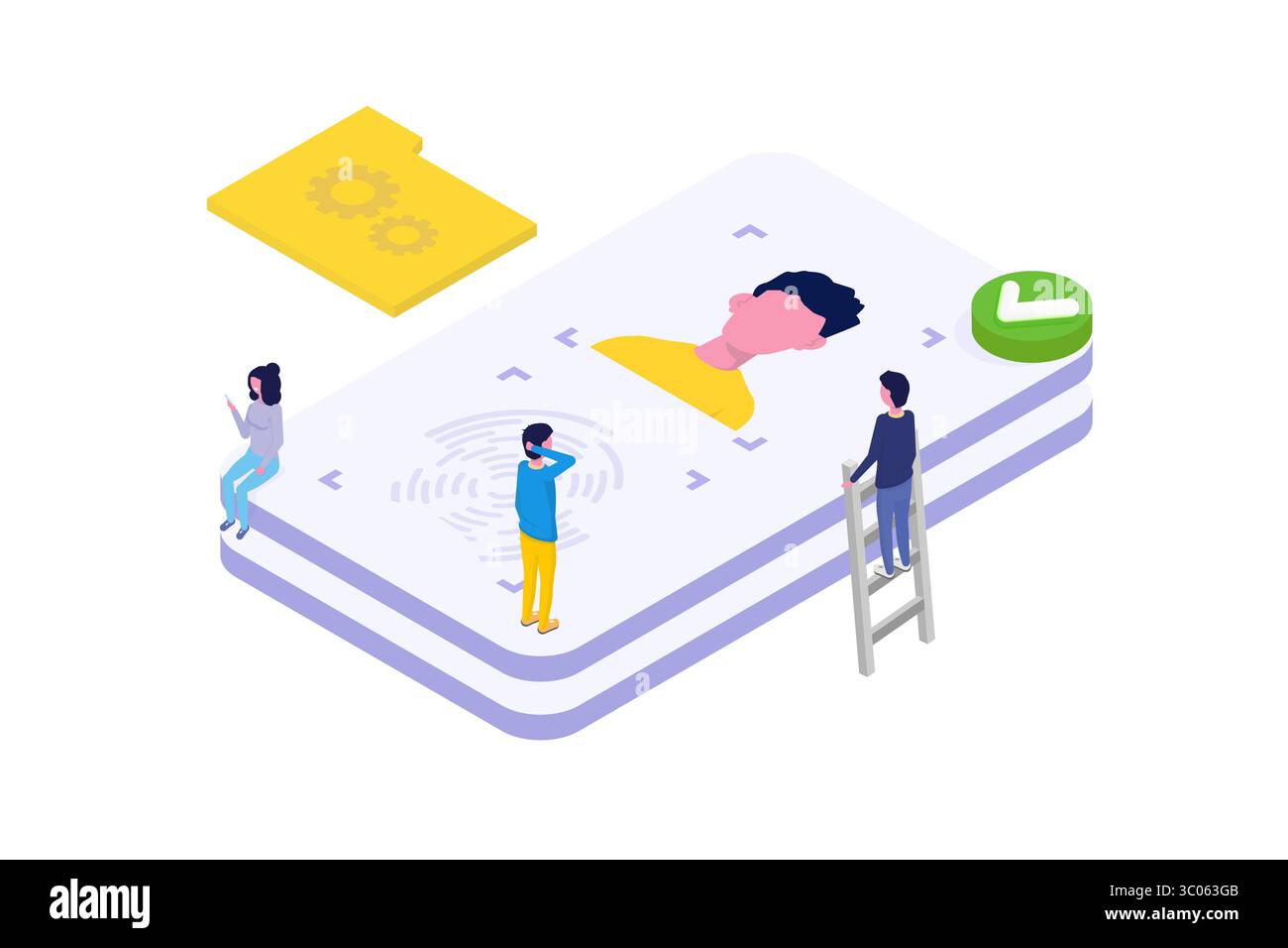 Connaître son client ou son kyc digital, en vérifiant l’identité de ses clients concept. Illustrations vectorielles isométriques Illustration de Vecteur