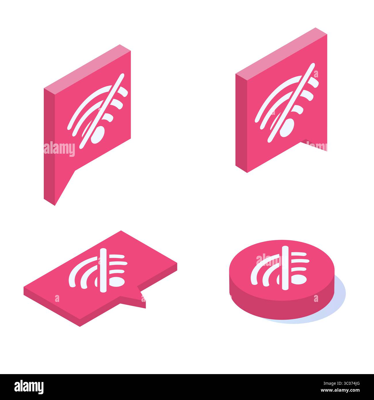 Aucune icône isométrique vectorielle wifi définie. Mauvais signe de connexion Internet. Illustration de Vecteur