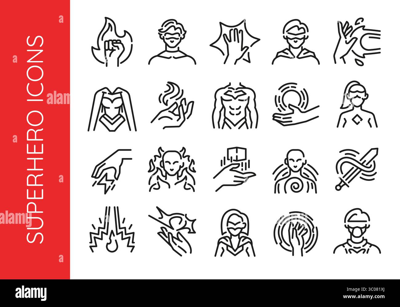 Super Héros Icons Set Illustration de Vecteur