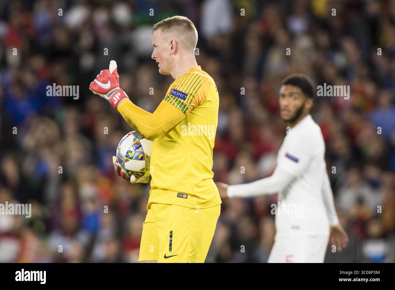 15 octobre 2018 - Séville, Espagne - JORDAN PICKFORD (Angleterre) en action lors du match de football du Groupe A4 de l'UEFA Nations League entre l'Espagne et l'Angleterre au stade Benito Villamarin (crédit image : © Daniel Gonzalez Acuna/ZUMA Wire) Banque D'Images