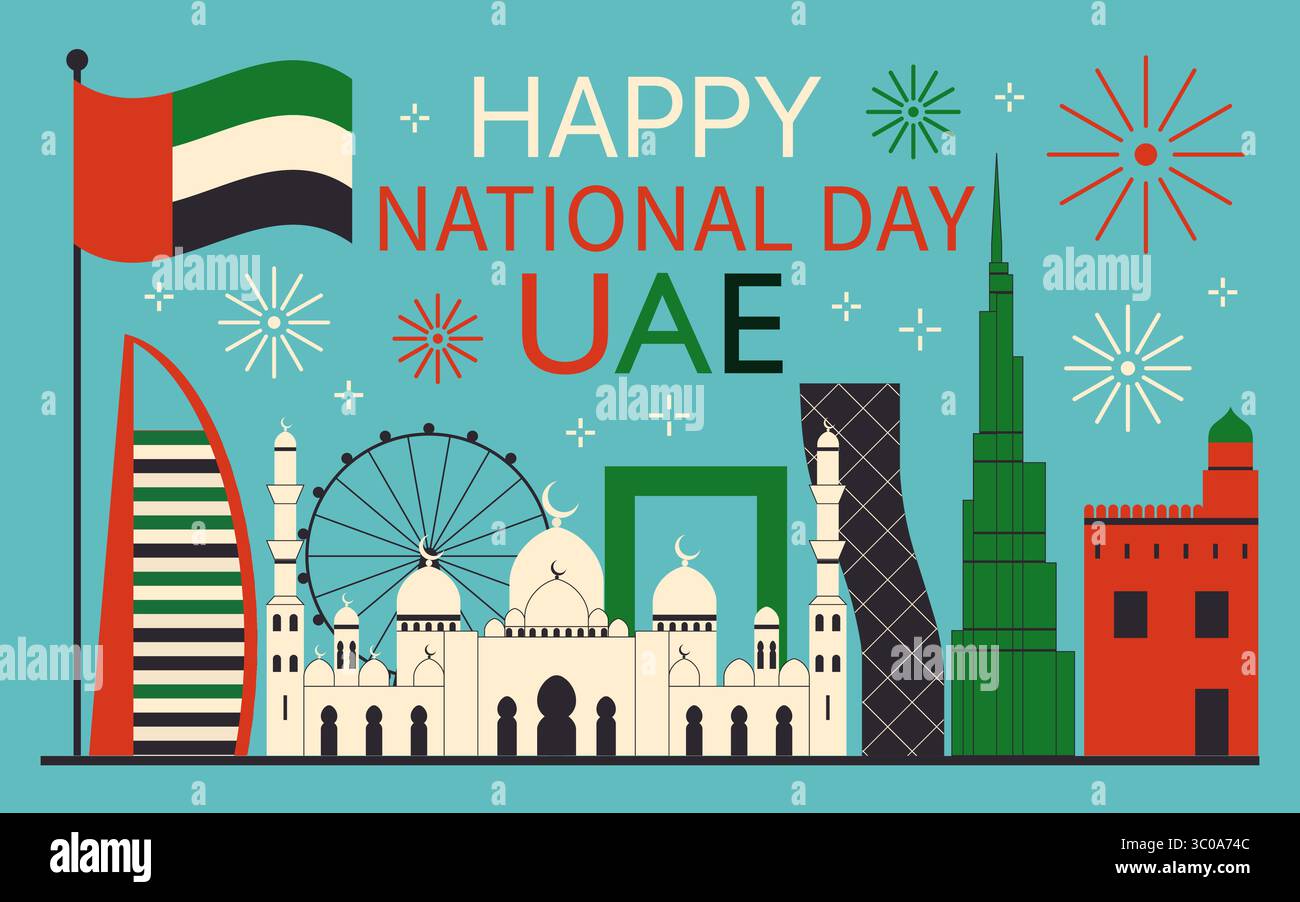 Joyeux National Day UAE Graphic Design Illustration de Vecteur