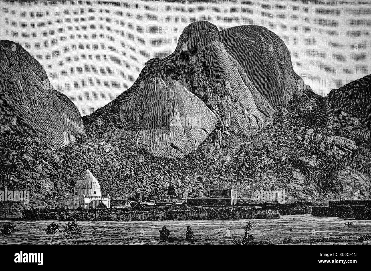 Paysage montagneux près de Kassala, Soudan, Afrique, illustration historique, 1896 Banque D'Images
