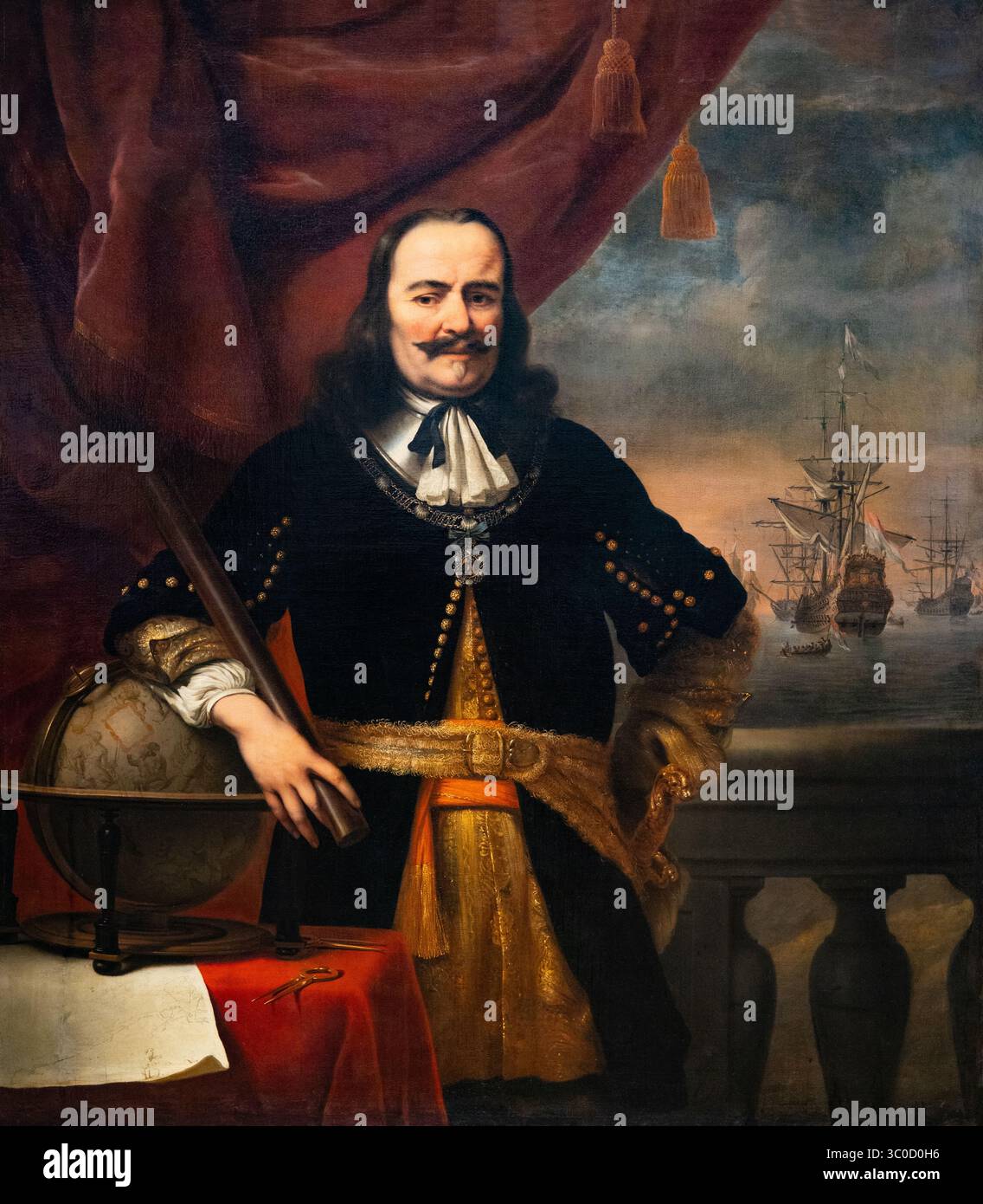 Ferdinand bol, 'Michiel de Ruyter en tant que lieutenant-amiral', 1667, portrait du XVIIe siècle d'un officier de la marine, peinture néerlandaise de l'âge d'or. Huile sur toile Banque D'Images