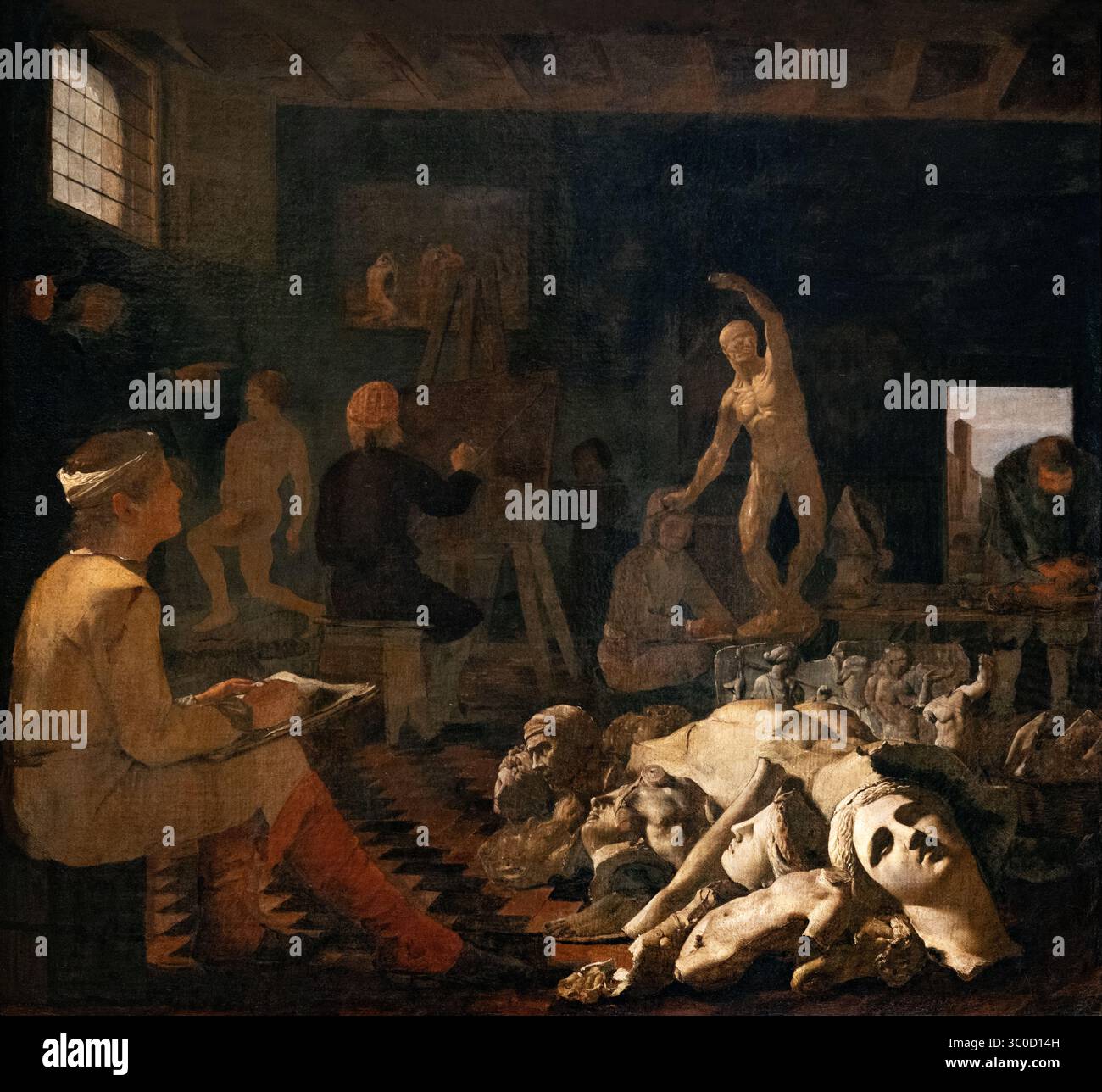 Michael Sweerts peint 'A Painters Studio' 1648-50. Peint à Rome par un peintre flamand, peintures du XVIIe siècle. Banque D'Images