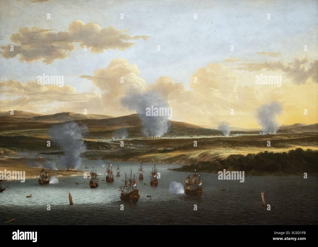 Willem Schellinks 'bataille de Medway' peinture 1668. Bataille navale entre les Hollandais et les Anglais en 1667 à Chatham, Angleterre. Âge d'or néerlandais. Banque D'Images