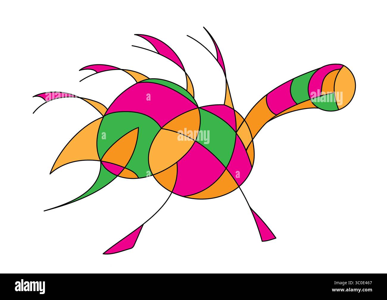 Art abstrait 'étrange oiseau dans des couleurs vives' Banque D'Images