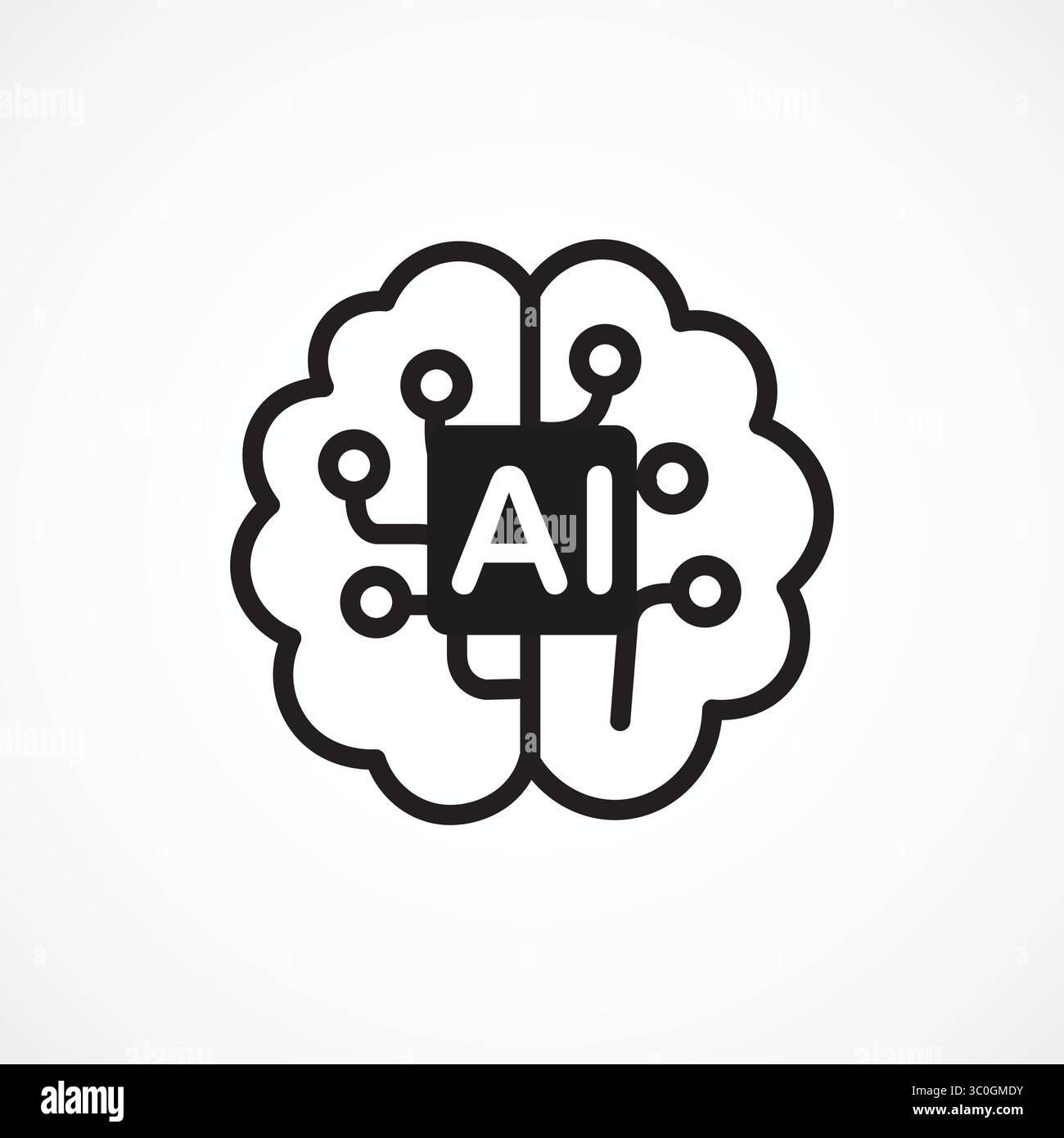 Icône AI Brain Outline, icône cerveau neural Intelligence artificielle, signe vectoriel. Symbole, illustration du logo. Graphiques vectoriels pour présentation et autre Illustration de Vecteur