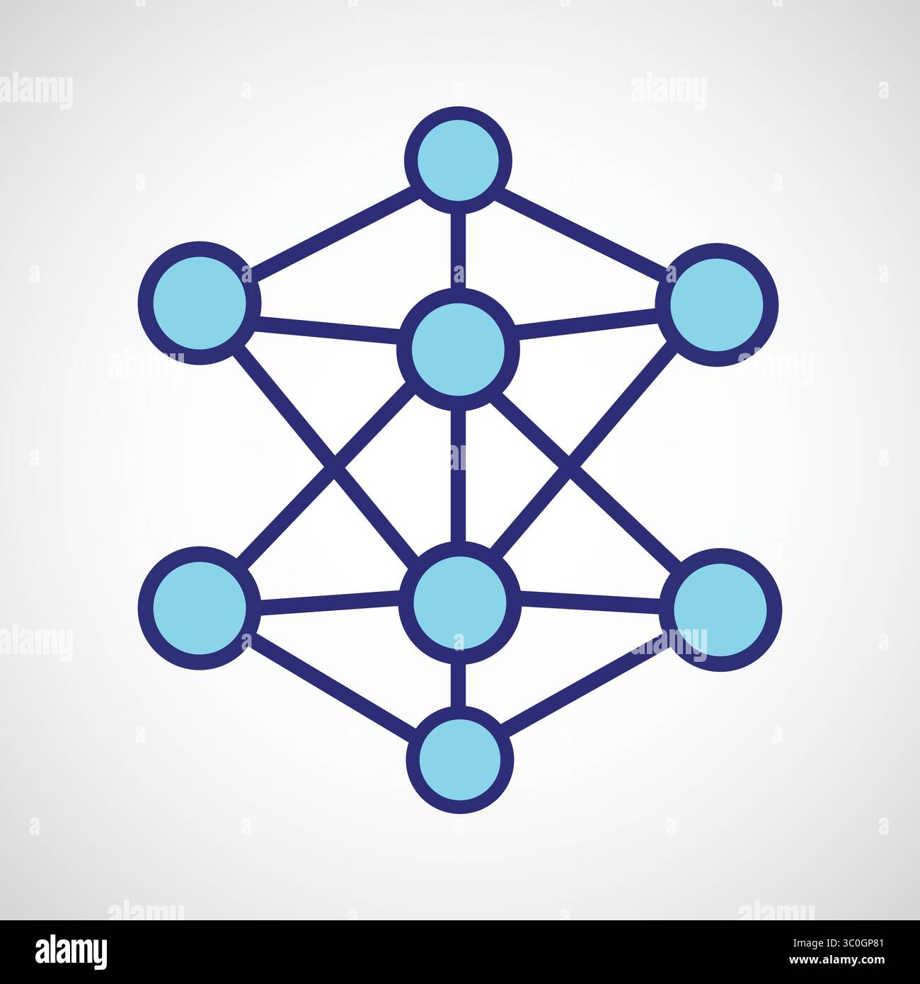 Icône de structure de réseau AI, icône de grille neuronale intelligente pour les systèmes d'intelligence artificielle et la connectivité de données, signe vectoriel. Symbole, illustration du logo Illustration de Vecteur