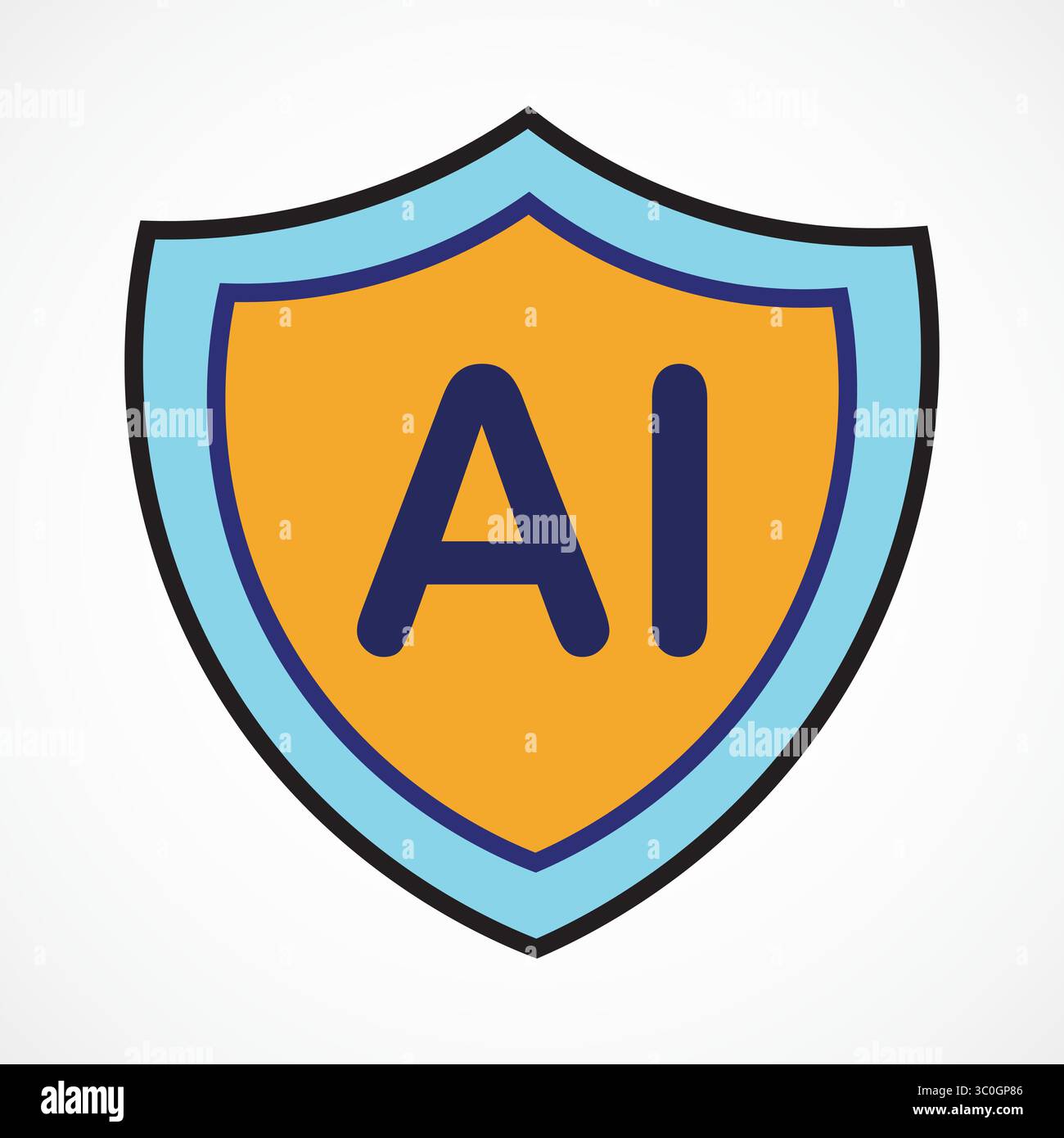 Icône AI Shield – cybersécurité et technologie de protection ai, illustration vectorielle Illustration de Vecteur