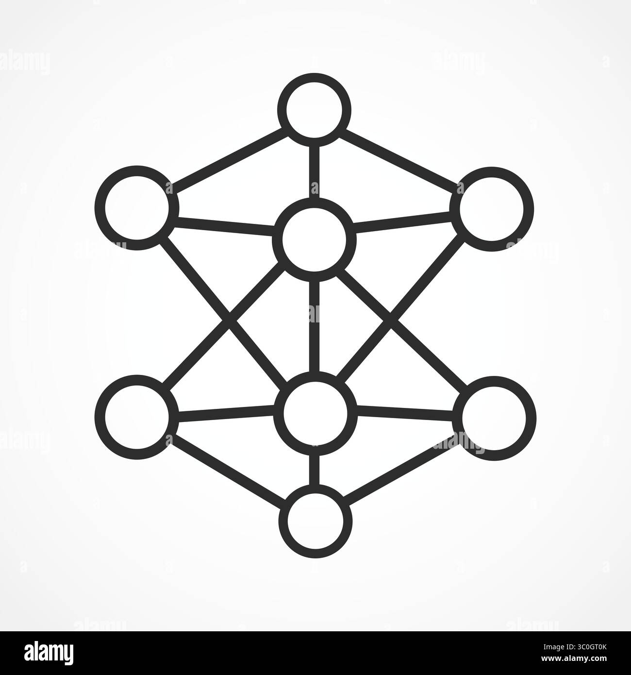 Contour de l'icône de structure de réseau AI avec fond blanc, icône Smart Neural Grid pour les systèmes d'intelligence artificielle et la connectivité de données, signe vectoriel Illustration de Vecteur