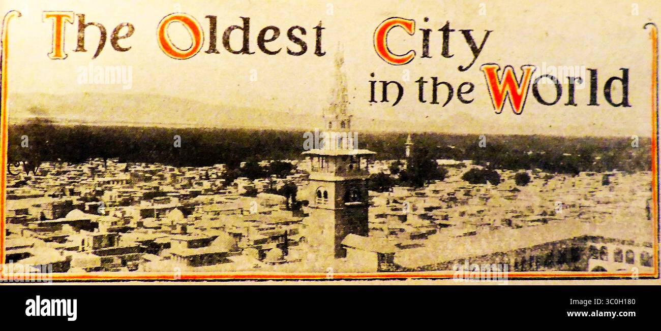 Une vue sur Damas , réputée pour être la plus ancienne capitale du monde, vue ici en 1914 Banque D'Images