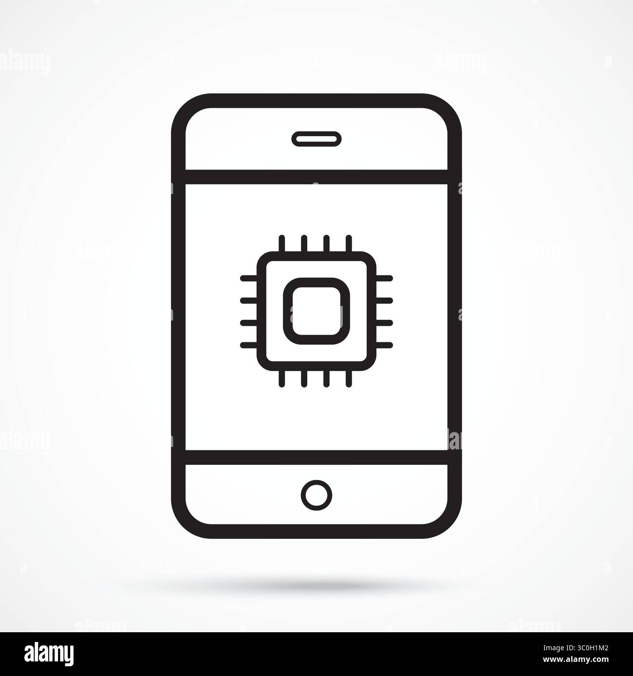 Icône Mobile ai Chip avec fond blanc – icône portable Smart ai Chipset, Vector Illustrator Illustration de Vecteur