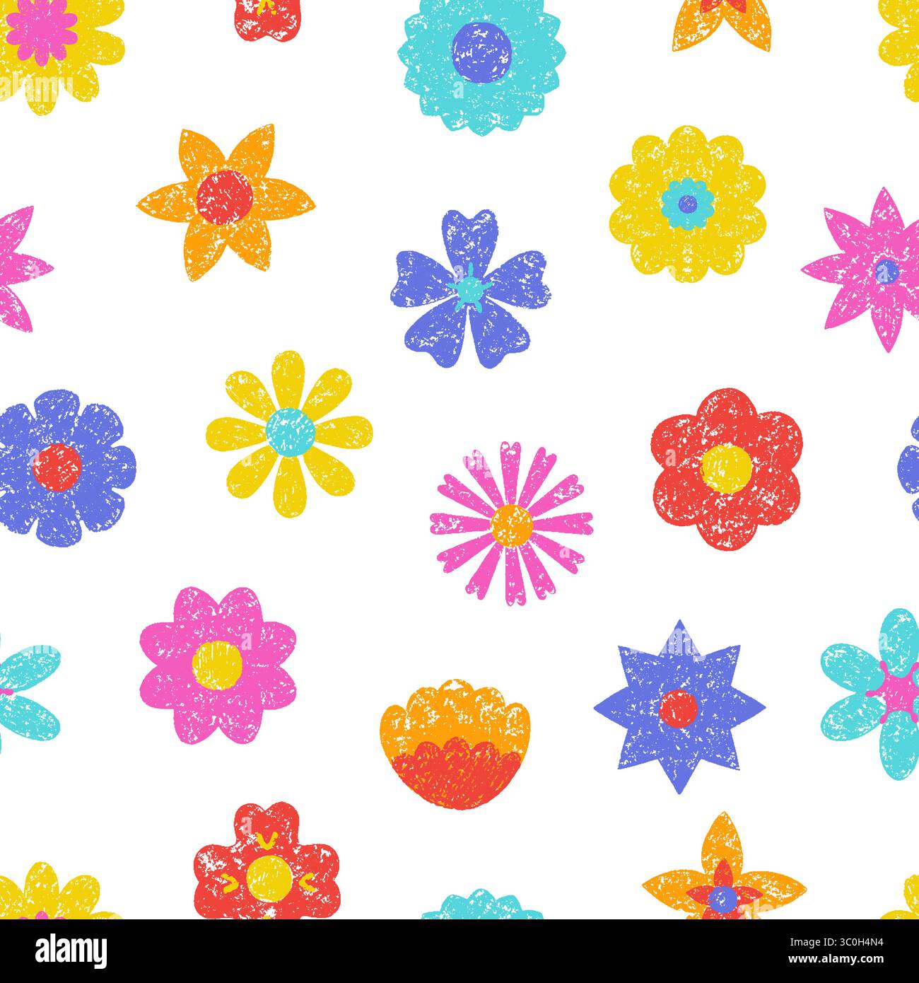 Motif sans couture de fleurs de crayon dessinées à la main. Différents crayons de dessin éléments floraux, nature fleurie. Impression vibrante pour tissu, fond vectoriel Illustration de Vecteur