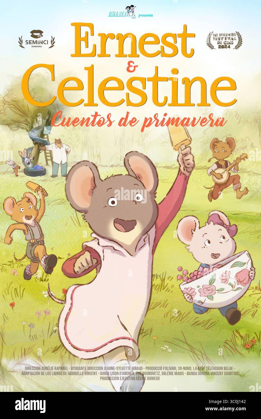 ERNEST ET CÉLESTINE AU PRINTEMPS (2024), MISE EN SCÈNE PAR AURELIE RAPHAEL. Crédit : Folivari / RTBF / album Banque D'Images