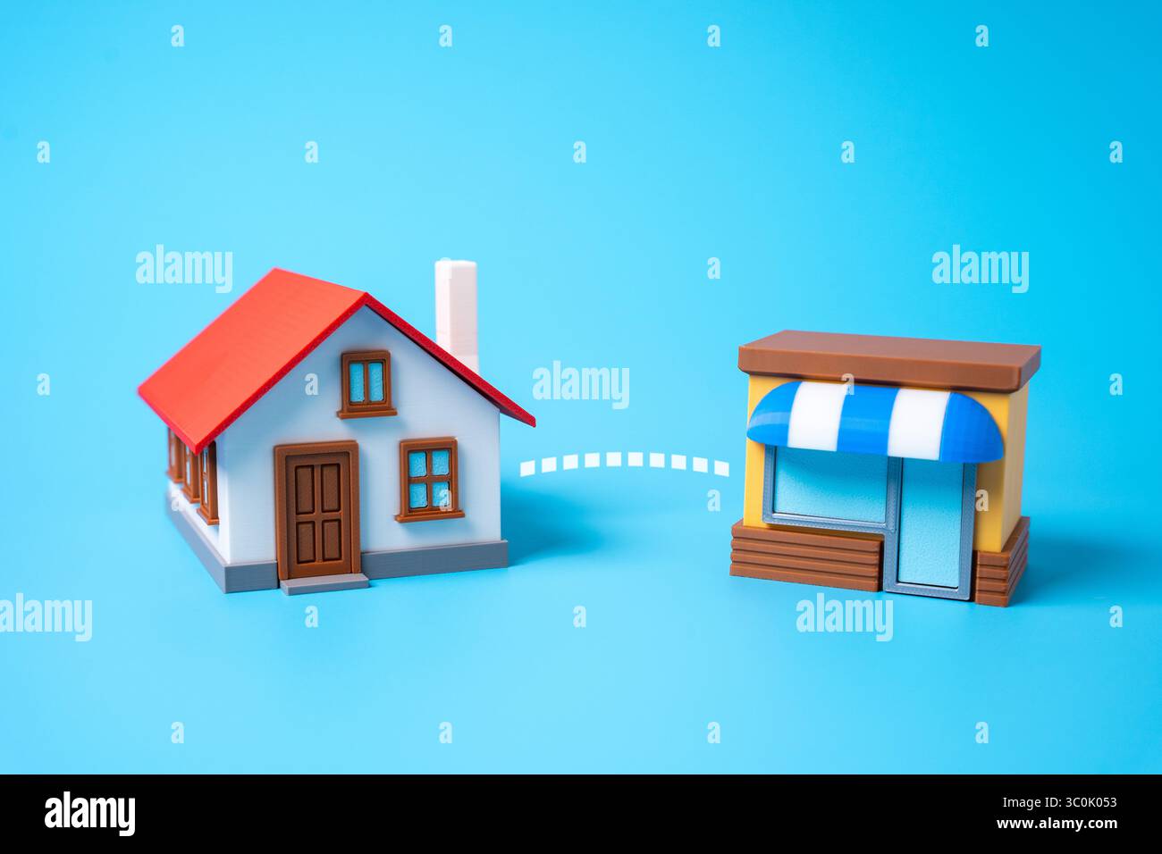 Interaction du logement et des commerces. Livraison de marchandises à la porte. Livraison du dernier kilomètre, logistique e-commerce. Infrastructure intelligente. Demande des consommateurs f Banque D'Images