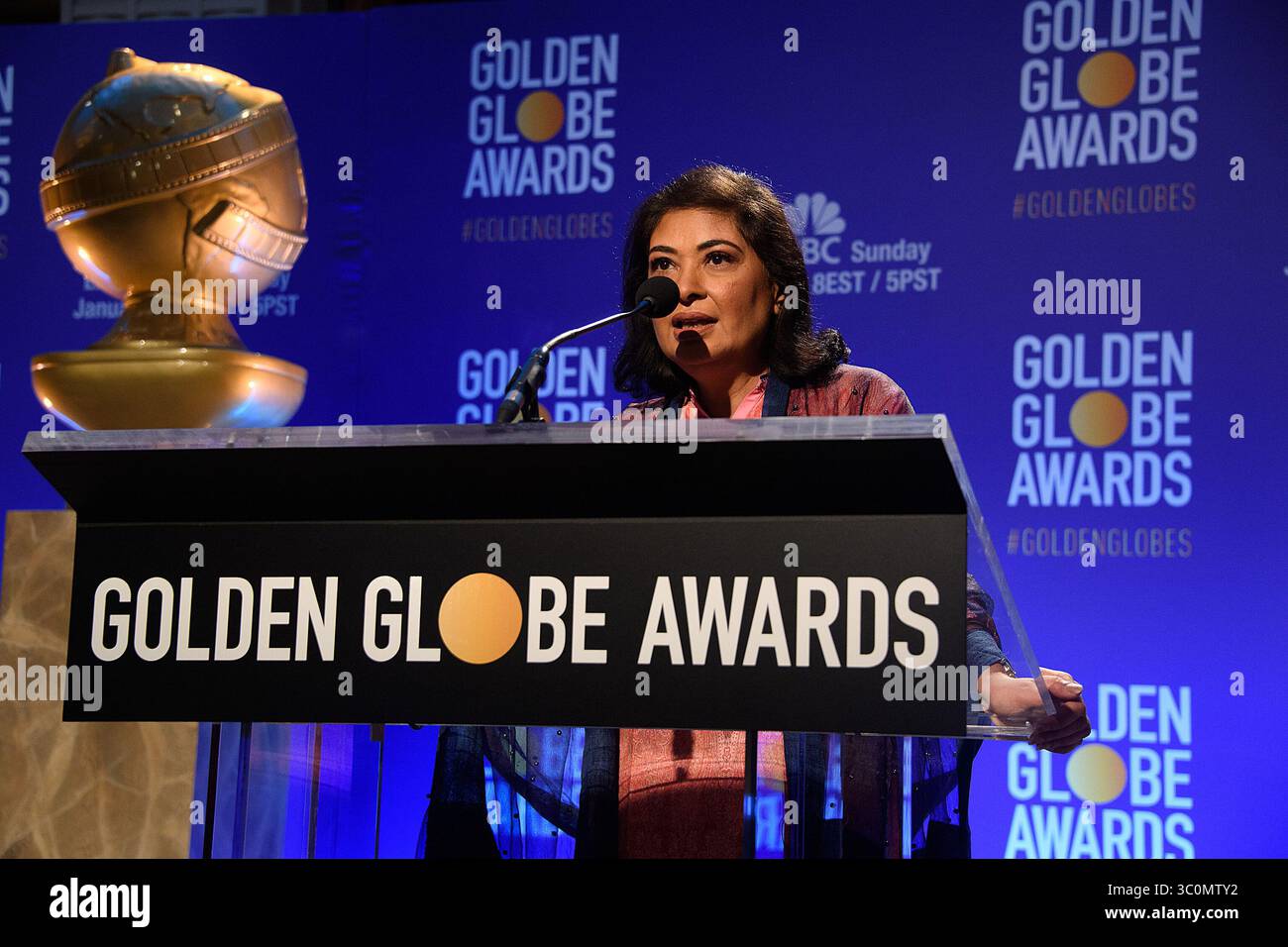 6 décembre 2018 - Beverly Hills, Californie, États-Unis - Meher Tatna, président de la Hollywood Foreign Press Association (HFPA), lors de la 76e nomination annuelle aux Golden Globe Awards le jeudi 6 décembre 2018 à l'hôtel Beverly Hilton de Beverly Hills, CA. Les 76e Golden Globes seront diffusés sur NBC le 6 janvier 2019. (Crédit image : © Prensa Internacional via ZUMA Wire) Banque D'Images