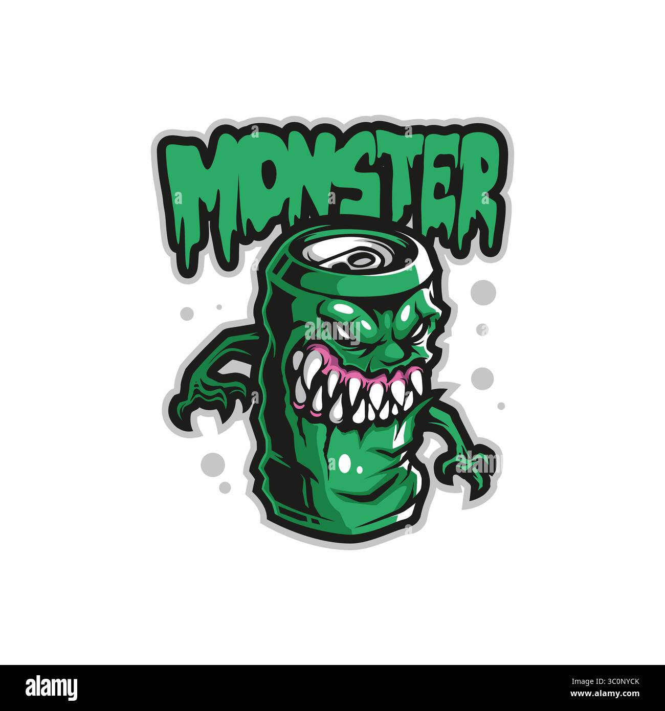 Vecteur de conception de logo de mascotte monstre avec un style de concept d'illustration moderne pour l'impression de badge, d'emblème et de t-shirt. Boisson monstre illustration. Illustration de Vecteur