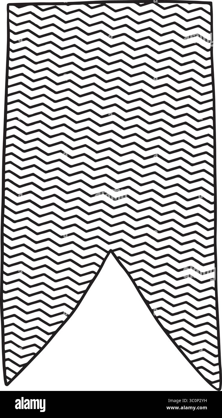 Il s'agit d'une bannière ondulée à motifs magnifiquement conçue, ce qui la rend idéale pour une variété de projets de conception créative. Graphiques vectoriels en noir et blanc dessinés à la main en dessin au trait Illustration de Vecteur