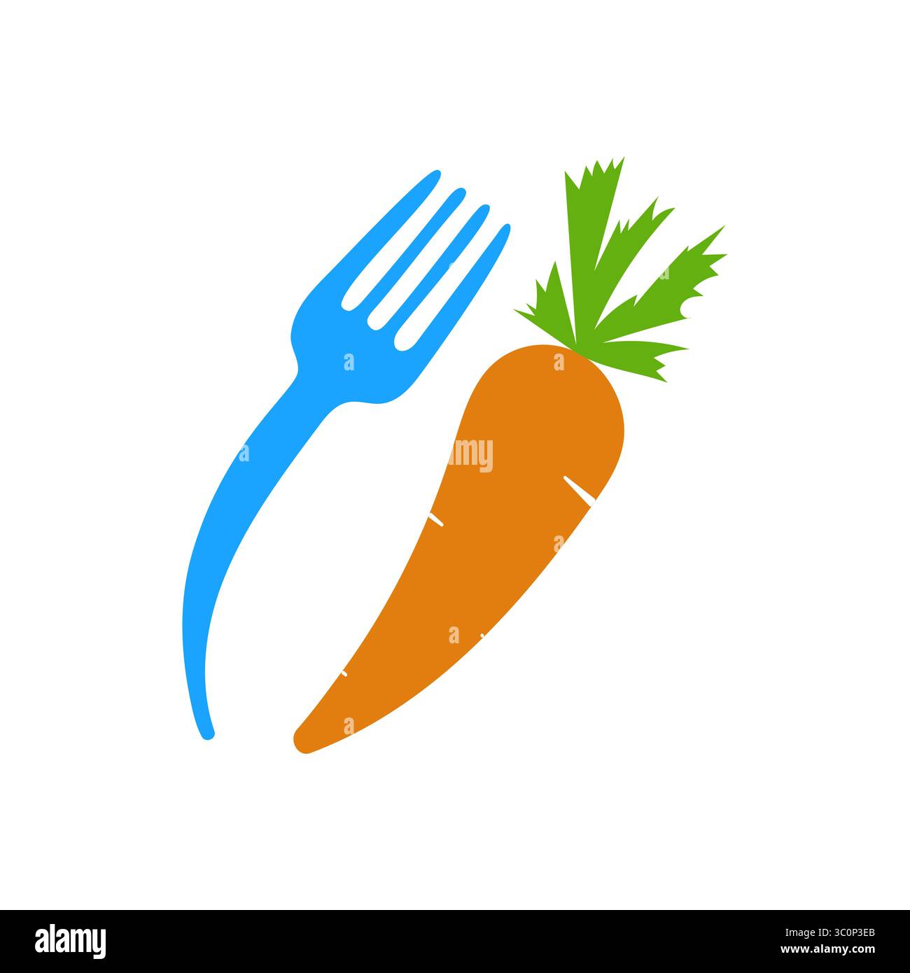 Icône carotte à fourche. Symbole d'alimentation saine. Vecteur végétal frais. Elément alimentaire biologique. Illustration de Vecteur
