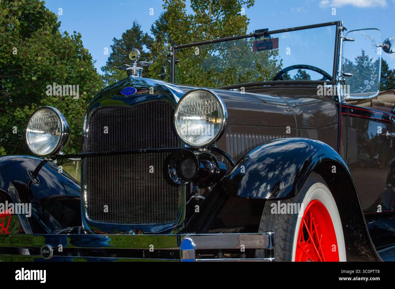 WOODLAND PARK, COLORADO, États-Unis : une Ford A Roadster 1929 exposée au Cruise Above the Clouds car Show à Woodland Park, Colorado. Banque D'Images