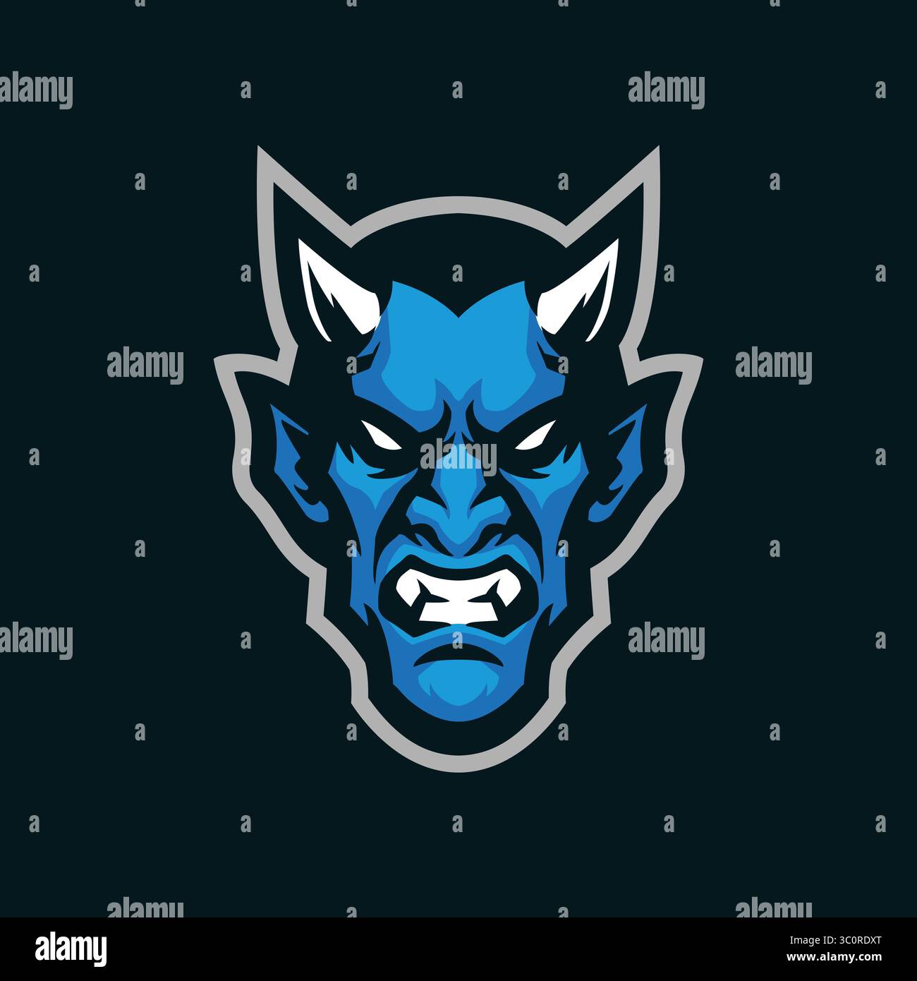 Conception de logo de mascotte Devils avec un style de concept d'illustration moderne pour l'impression de badge, emblème et t-shirt. Illustration des démons de tête. Illustration de Vecteur