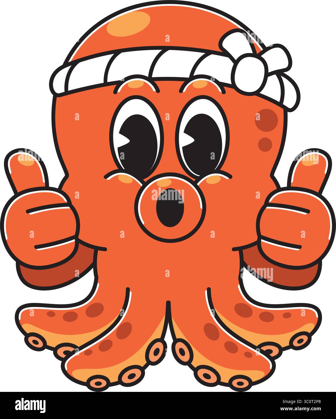 Mascotte Takoyaki Octopus donnant des Thumbs Illustration de Vecteur