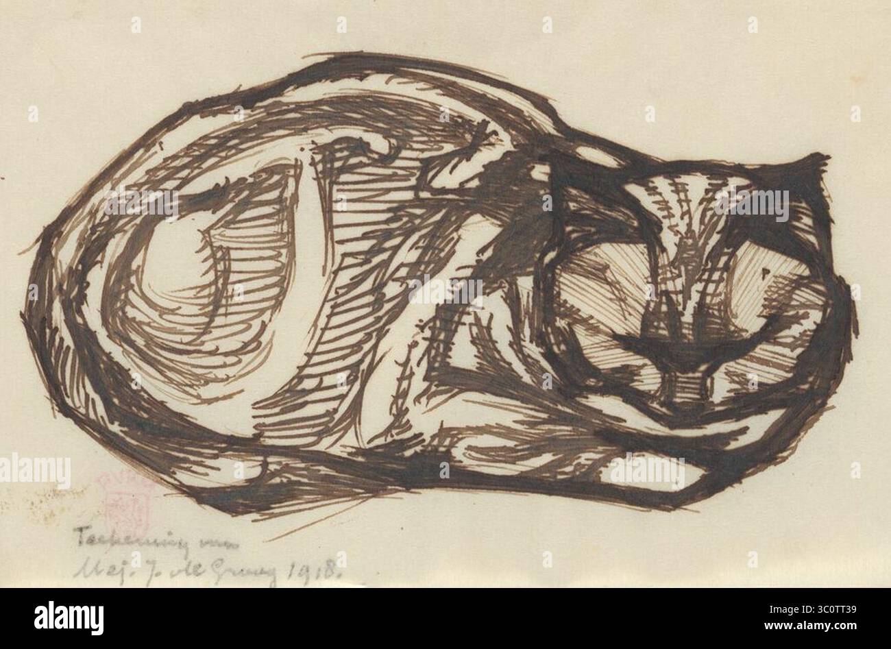 Medium-km-102.935-julie-de-graag-liggende-poes-Cat-lie-circa-1917-1-1. Banque D'Images